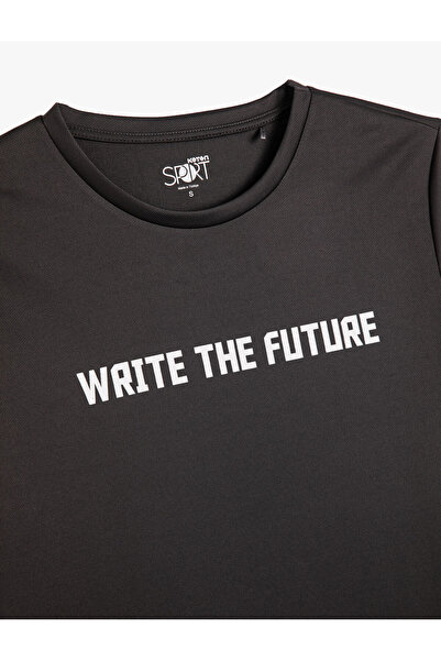 Koton Tricou sport imprimat la spate cu detaliu slogan Mânecă scurtă cu decolteu