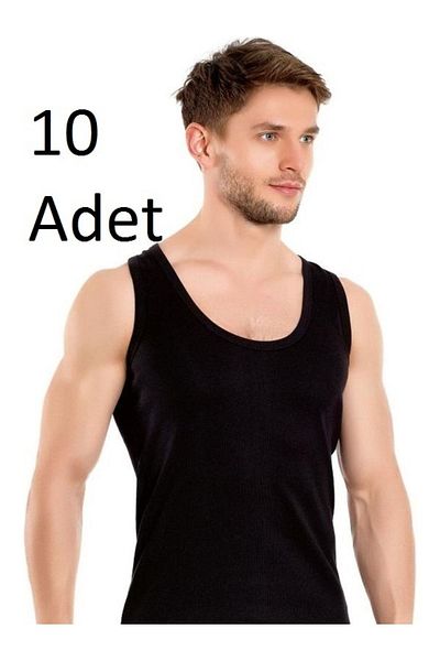 SİERNA Pack of 10 Black Singlets Srn-001448