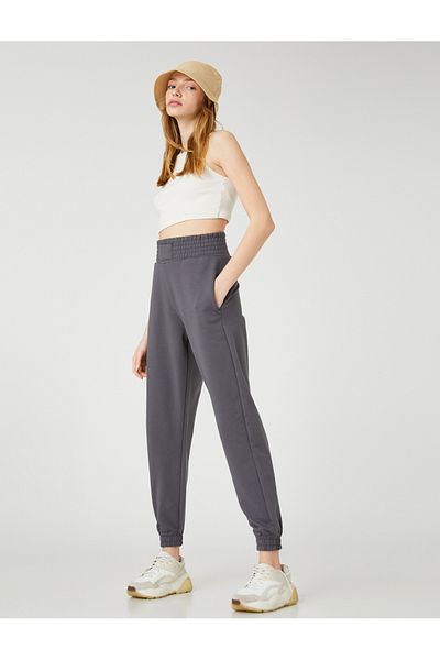 Koton Jogger Sweatpants Extra High Waist with Pocket Detail