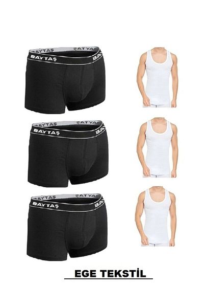 Modaley Giyim 6 Pack Men's Underwear Set 3 Undershirts 3 Boxers