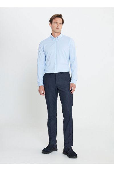 ALTINYILDIZ CLASSICS Altınyıldız Classics Elastic Waist Slim Fit Navy Blue Men's Pants Ace 012510152 _Pant Classic Side