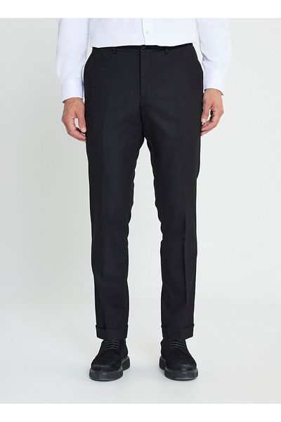 ALTINYILDIZ CLASSICS Six Star Classics Elastic Waist Slim Fit Men's Black Pants Ace 012510153 _Pant Classic Side C