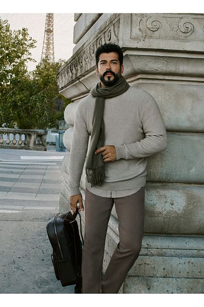 ALTINYILDIZ CLASSICS Altınyıldız Classics Men's Sweater - Full Turtleneck, Ecru, Ace 492510015 _Triko