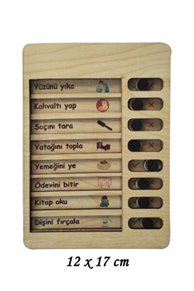 BEYHAN BAYHAN Ahşap Davranış Tahtası - Görselli Davranış Panosu 12 X17 Cm - 4 -5 Yaş