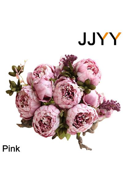 Choice Pink Jjyy Artificial Flowers Bouquet 13 Heads European Style Peony Silk Flowers High Quality Plastic