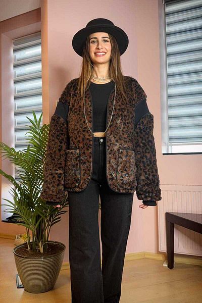 Clothing palette Яке от изкуствена кожа с леопардов шарка