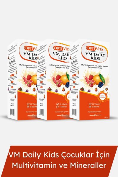 Optivita Multivitamin Çocuk Şurubu 3 Adet | VM Daily Kids Çocuklar İçin Multivitamin ve Mineral