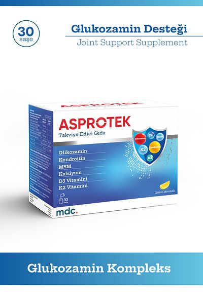 MDC ASPROTEK 30 كيس جلوكوزامين-كوندرويتين-MSM-مكمل الكالسيوم