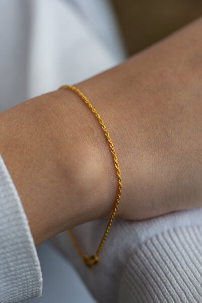 Çgk Çiğdem Gürel Kuyumculuk Kadın 14 Ayar Gerçek Altın Örgü Zincir Bileklik