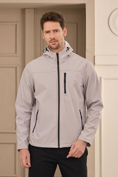 Danger Ανδρικό παλτό Softshell - Αδιάβροχο και αντιανεμικό, Χρώμα πέτρας