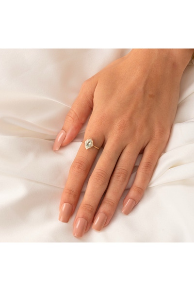 FasekGold Vintage Su Yeşili Taşlı Gümüş Evlilik Teklifi Hediye 925 Ayar Gümüş Yüzük