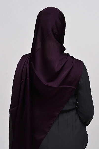 Altobeh Janjan Parlak Saten Dokulu Tesettür Abiye Şifon Şal-Mürdüm