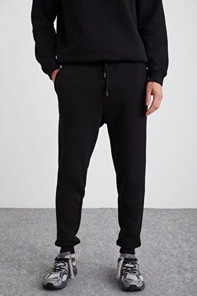 GRIMELANGE Ανδρικό κανονικό οργανικό βαμβακερό ύφασμα Premium Adens, ελαστικό μαύρο παντελόνι