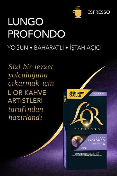 L'OR Lungo Profondo 08 Nespresso Compatible 10 Aluminum Capsules Coffee