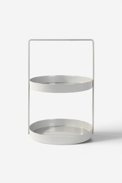 Rarart Concept 2 Katlı Gri Metal Organizer - Çok Amaçlı Düzenleyici - Luna