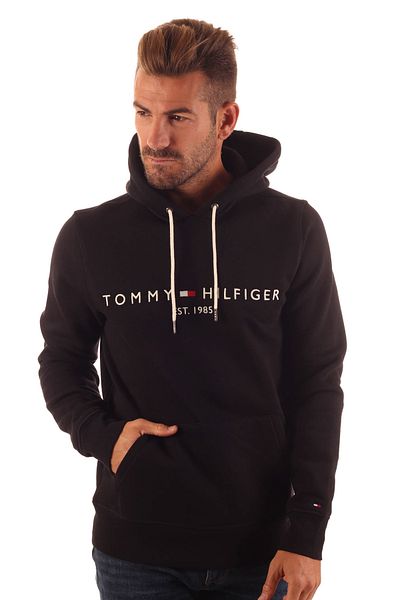 Tommy Hilfiger Ανδρικό φούτερ με μαύρη τζιν με κουκούλα