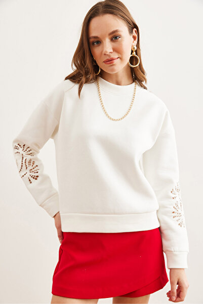 Olalook Γυναικείο φούτερ White Scallop Look - SWT- 19000700