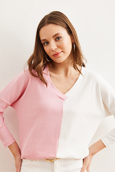Olalook Dámská bílo-růžová blůza Blz- 19002780