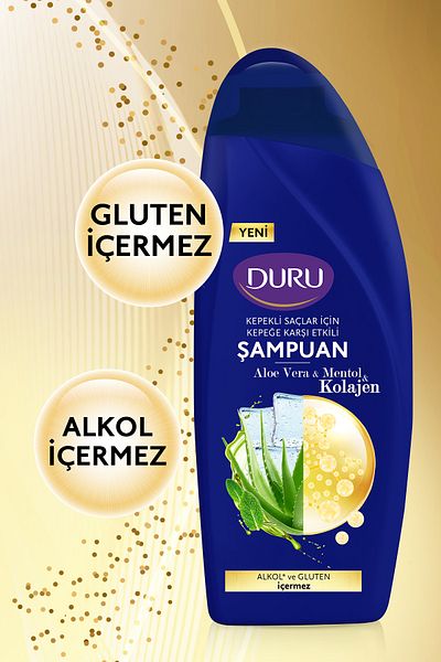 Duru Aloe Vera and Menthol Collagen Shampoo - Effective Against Dandruff, 3x500 ml