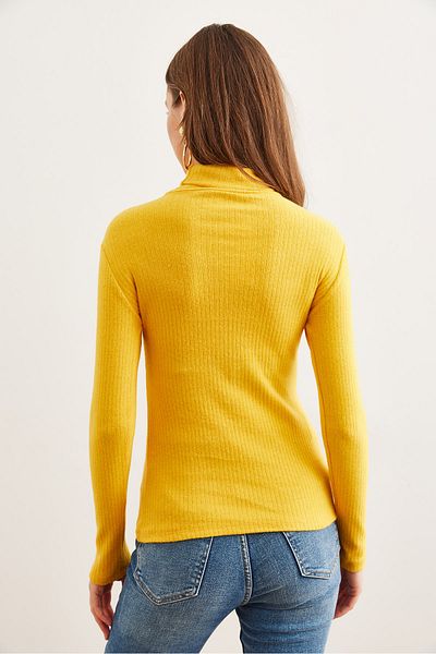 Olalook Women's Yellow Full Fisherman Raster Stretchy Sweater Kzk- 19000891