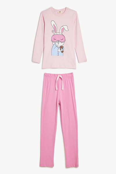 Koton Kids Rosa Mädchen-Pyjama-Set 5WLK40017MK
