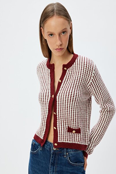 Koton Women's Claret Red Cardigan - 5Wal90050It