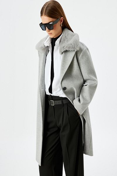 Koton 5Wak00191Ew Model Gray Women's Coat