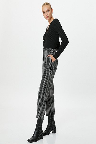 Koton Plaid Patterned Black Women's Jeans - 4Wak40032Ek