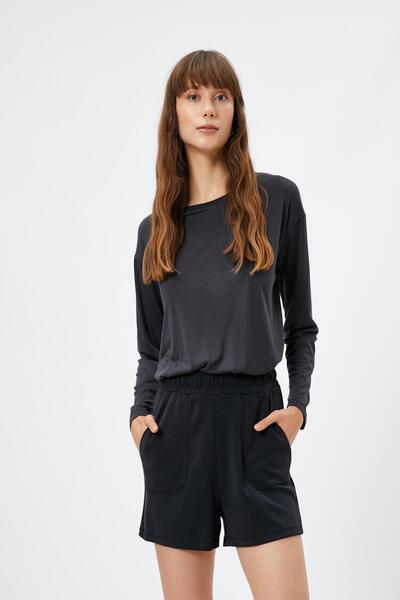 Koton Anthrazitfarbene Damen-Pyjamahose – 3WLK40089MK