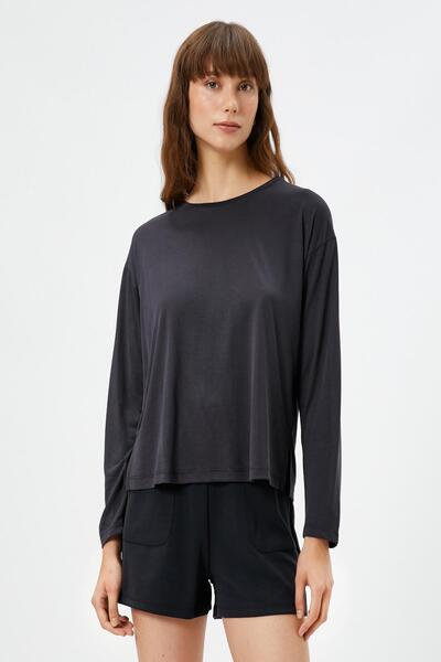 Koton Anthrazitfarbene Damen-Pyjamahose – 3WLK40089MK