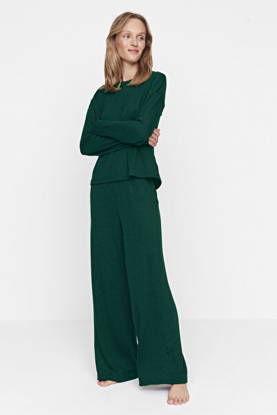 Trendyol Collection Σετ Πιτζάμες Σμαραγδένια Πράσινη Κοτλέ THMAW21PT0684