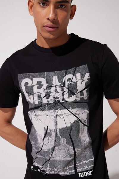 Riders by Lee Schwarzes T-Shirt mit lockerer Passform und Rundhalsausschnitt aus 100 % Baumwolle