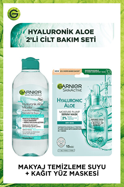 Garnier Hyaluronik Aloe Micellar Temizleme Suyu 400ml + Kağıt Yüz Maskesi