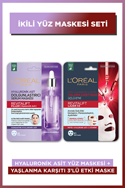 L'Oreal Paris Revitalift Lazer X3 Yaşlanma Karşıtı Maske + Revitalift Filler ...