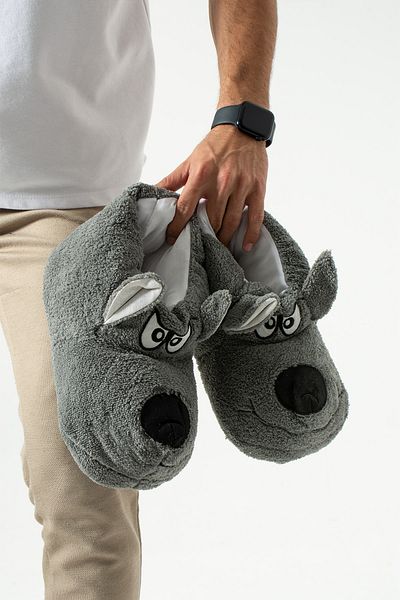 ALTUVATEKS Unisex Home Slippers with Wolf Figure