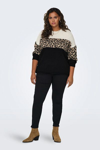 Only Carmakoma Strickpullover CARJADE ANIMAL LS O-NECK KNT