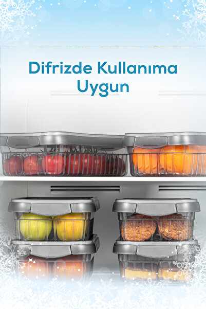 Vienev Set of 3 Self-Striped Storage Containers with Lockable Lid 4 Liters