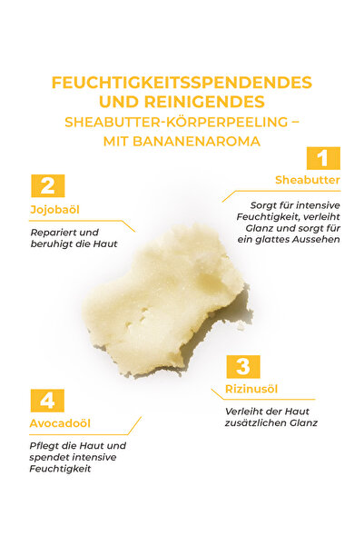 THE BATH FACTORY Hydratační a čistící bambucký tělový peeling - s příchutí banánu 300 gr