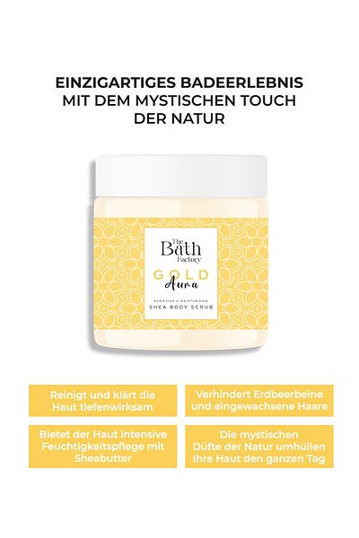 THE BATH FACTORY Moisturizing and cleansing shea body scrub - Gold Aura 300gr