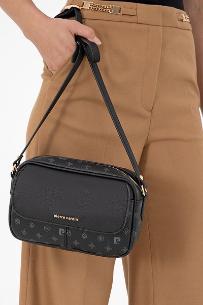 Pierre Cardin Geantă neagră de umăr încrucișată pentru femei Monogram 05PO24Y1875