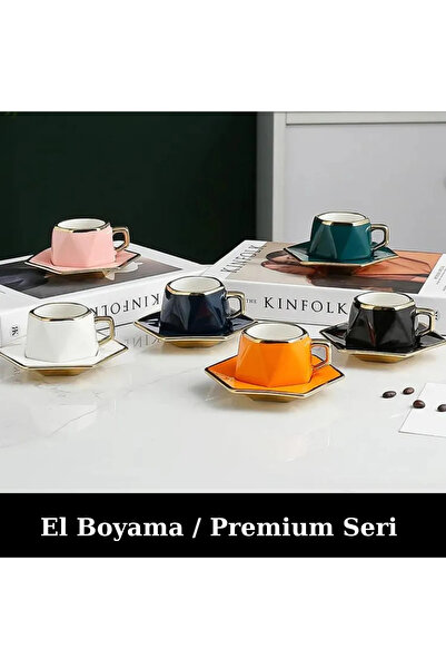 Limpera L'impera Premium 2'li Venedik Serisi Türk Kahvesi Fincan Takımı (Siyah-Beyaz).