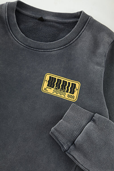 TRENDYOLKIDS Boy's Anthracite Mini Me Printed Sweatshirt - Tkdaw25Sw00062