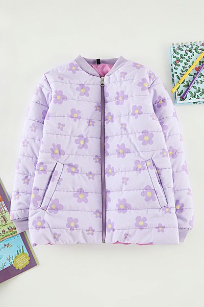 TRENDYOLKIDS Lilac dívčí normální kabát Tkdaw25Mo00014