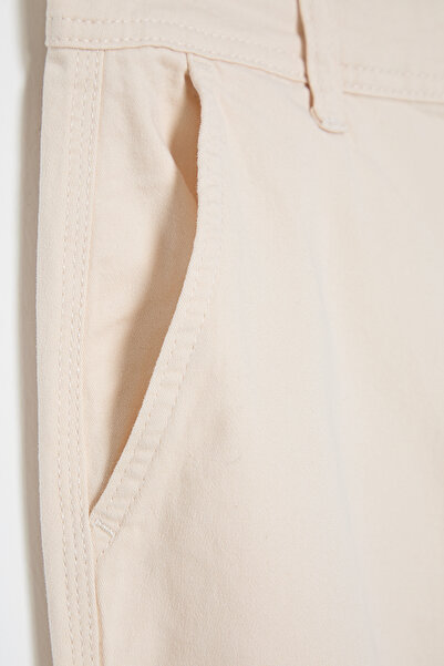 Trendyol Collection Unisex Limited Edition Stone Colored Balloon Fit Gabardine Cotton Trousers - Tmnaw25Pl00011