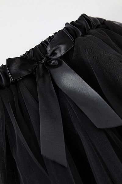 TRENDYOLKIDS Black Girl's Regular/Normal Fit Ribbon Tutu Woven Skirt Tkdaw25Et00004