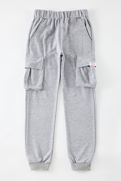 TRENDYOLKIDS Szürke-többszínű férfi gyerek szlogen kötött alsó-felső öltöny TKDAW25AU00089