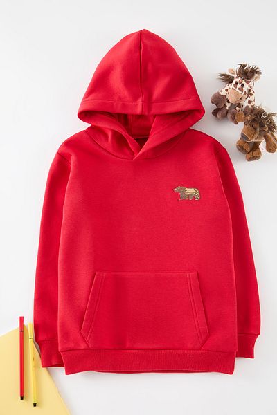 TRENDYOLKIDS Piros uniszex nyomott kötött Mini Me pulóver TKDAW25SW00081