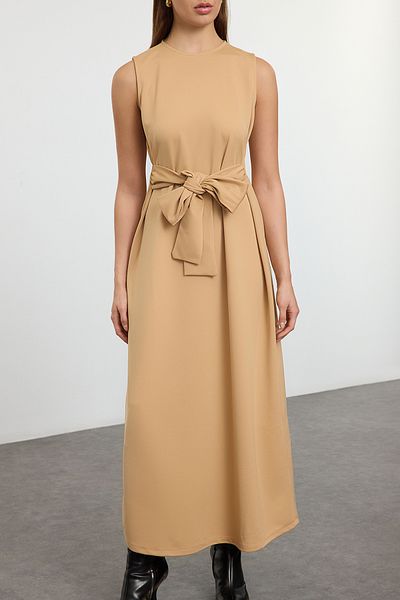 Trendyol Modest Kötött Mink kardigán és ruhakészlet - övvel TCTAW25US00122