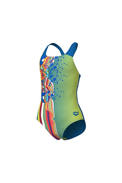 ARENA GIRL'S ARENA PALETTE SWIMSUIT SWIM PRO BACK MULTİ SOFT GREEN BLUE RIVER