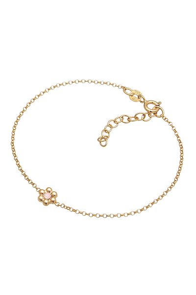ELLI Damen-Armband mit Blumenanhänger – vergoldet mit 925er Sterlingsilber und Kristallen